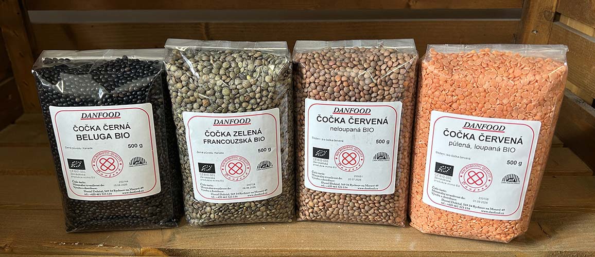 Čočka - černá, zelená, červená